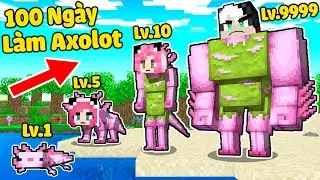 MỀU THỬ THÁCH 100 NGÀY TRỞ THÀNH AXOLOTL SINH TỒN TRONG MINECRAFT*REDHOOD 24 GIỜ LÀM KỲ NHÔNG MCPE