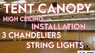 How to Install Rectangular Ceiling Draping & 3 Chandeliers  #wedding