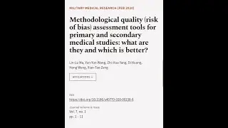 Methodological quality (risk of bias) assessment tools for primary and secondary medi... | RTCL.TV