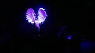 Grace Cherry performs a classic feather fan dance at the Miss Burlesque Tasmania Final.