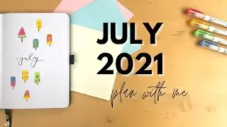 July 2021 PLAN WITH ME | Bullet Journal Setup (ft. ice lolly/popsicle theme)