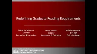 Redefining Graduate Reading Requirements  - APRI Webinar