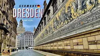 Dresden, Germany. walking tour in old town with relaxing music in background.4K 60fps