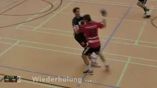 Handball rules: 3 scenes (steps, foul, ball passes the outer goal line)