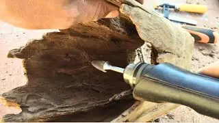 DIY Fire Lamp | Unique Wooden Light with Flame Effect | Oak Root & Acacia Wood