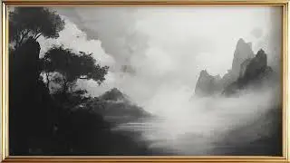 Zen Black & White Mountain Landscape | Minimalist Ink TV Art in 4K