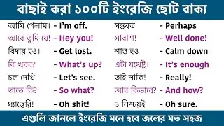 বাছাই করা ১০০টি ইংরেজি ছোট বাক্য || 100 Daily use short sentences || Spoken English Class Bangla