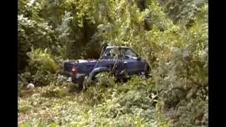 Driving through the woods