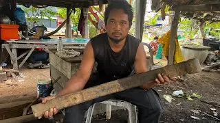 Knife Making - Forging A Powerful Cleaver From A Longest Leaf Spring