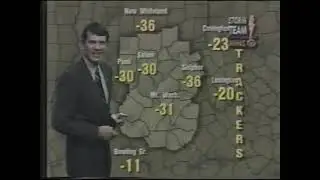 18 января 1994 года. Утренний выпуск новостей о зимнем шторме на телеканале WHAS 11 в Луисвилле, ...