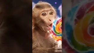 Monkey Lollipop 🐒#FunnyMonkey #CandyTime #AnimalComedy #CuteMonkey #Shorts#ComedyAnimals#ViralMonkey