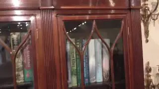 19thc mahogany inlaid library bookcase