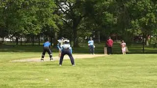 Loonauth Chinkoo first over at the batting crease vs New York Kings
