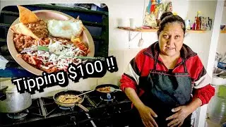 Mexican Street Food - Tipping $100 Dollars At The End - CLASSIC Mexican Breakfast