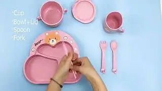 Adorable and Eco-Friendly Bear-themed Bamboo Fiber Feeding Set for Kids @niyoindiastore