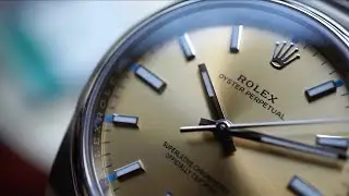 Rolex Oyster Perpetual 114200 White Grape Dial Steel 34 mm w/ Card 2019