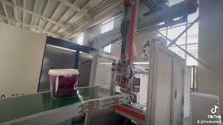 In-mold Labeling Machine for bucket.  Qingdao Saiwei.  Agents and distributors worldwide wanted.