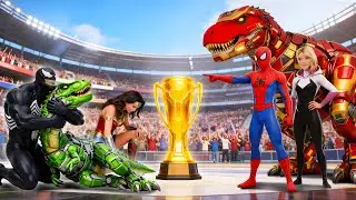 🕷️SPIDERMAN Wins The Magic Legendary T-REX Dinosaur Racing Championship | Epic Racing Challenge