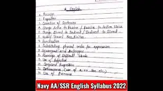 Navy AA SSR English Syllabus 2022. #shorts
