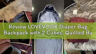 Review LOVEVOOK Diaper Bag Backpack with 2 Cubes, Quilted Baby Bag with Changing Pad & Pacifier Hold