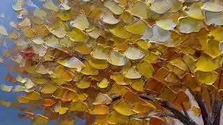 Large Abstract Golden Tree of Life Oil Painting On Canvas, Original Big Tree Painting