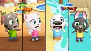 Talking Tom Time Rush Vs Talking Tom Gold Run - Talking Becca Vs Tom Vs Angela Vs Hank Gameplay