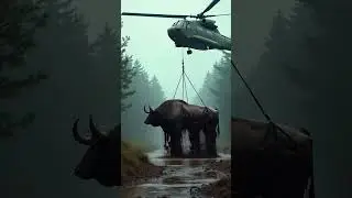 Bull Stuck in Muddy Well Rescued by Helicopter 🚁🐂 | Unbelievable Animal Rescue!