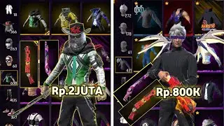 REVIEW AKUN FF HARGA Rp 800K Vs Rp 2JUTA  BANYAK SKIN LANGKA‼️