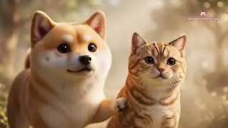 The Summit of Friendship: When a Cat Guides a Shiba Dog.#dog #cat #dogandcat