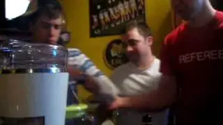 Drunk boys---John hanging on the pole like in Gustav