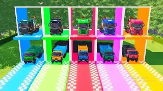 Transporting with color Mixer Trucks & Dump Trucks 
