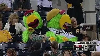 STL@PIT: Pirate Parrot and his mom hang out with fans