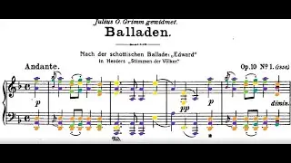 Brahms - 4 Ballades Op. 10 in color (Brendel)