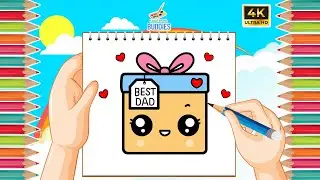 Как нарисовать милую подарочную коробку шаг за шагом 🎁 | Простой рисунок для детей | Урок по рисо...
