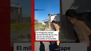 El escape de una familia de su casa que se sacude por el terremoto en Colombia