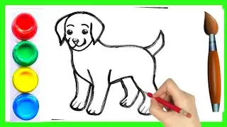 Dog drawing step by step । Kids painting video । Kids drawing । कुत्ता का चित्र ।  Simple drawing 