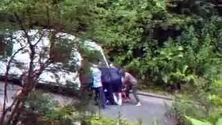 When caravan meets lorry in Melbury Abbas 1pm 21 June 2017