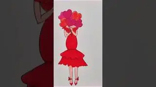 Girl with Balloons🎈#viralshort #art #drawing #creativecreator #colorcreation