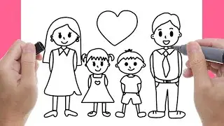 Draw A Family step by step رسم العائلة سهل || رسمة العائلة للمبتدئين || تعليم الرسم خطوة بخطوة