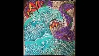 JAPANESE DRAGON & WAVE... #art #illustration #painting #tattoo #drawing #sketch