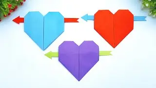 Origami Paper Heart With Arrow Ideas | Diy Valentine's Day Cards | Handmade Paper Hearts Crafts