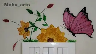 🎨 Switch Board Painting |🦋Butterfly & 🌺 Flower Design | Easy DIY Wall Art