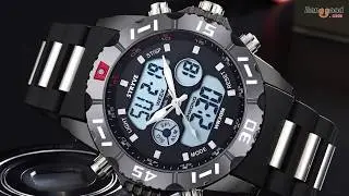 STRYVE S8010 Chrono Silicone Steel Calendar Alarm Luminous Dual Display Digital Watch