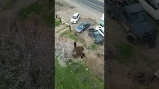 RV residents on Wilbur ave digging a hole. Antioch, Ca. #drone #california #viral #breakingbad