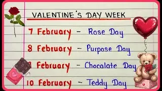 Valentine Week | February special days | 7 Feb to 14 Feb all day list | Valentine week list 2026
