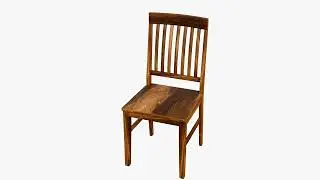 Natural Wood Chair with Detailed Texture - Optimized 3D Furniture Model for Rendering