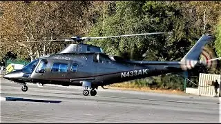Agusta A109 Start-Up, Taxi, Takeoff Executive Helicopter Van Nuys Airport N433AK Helinet Aviation