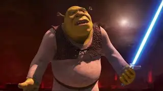 Shrek argues with Anakin on Mustafar