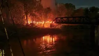First responders fight Adel trail bridge fire Monday morning