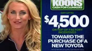 Koons Westminster Toyota New Car Cash For Clunkers TV Commercial